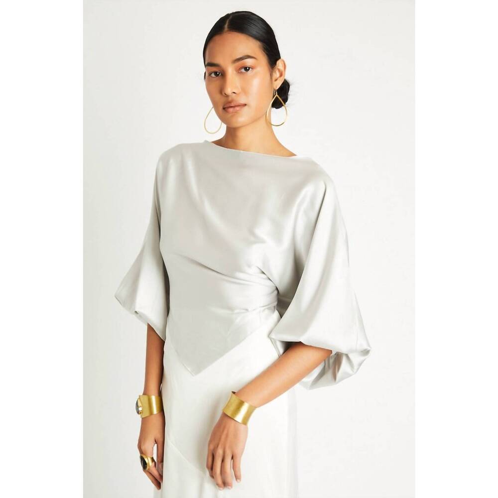 NEW BERYLL ali silk wrap top in pearl